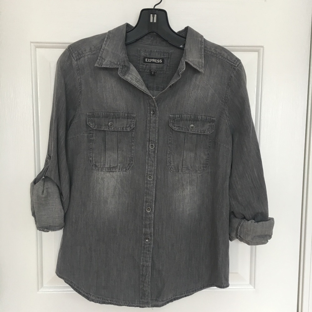 NWT Express grey denim shirt